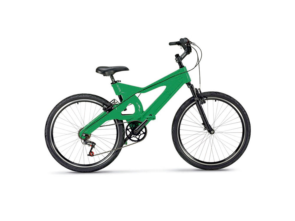 Inovação e sustentabilidade – bicicleta feita de plástico reciclado